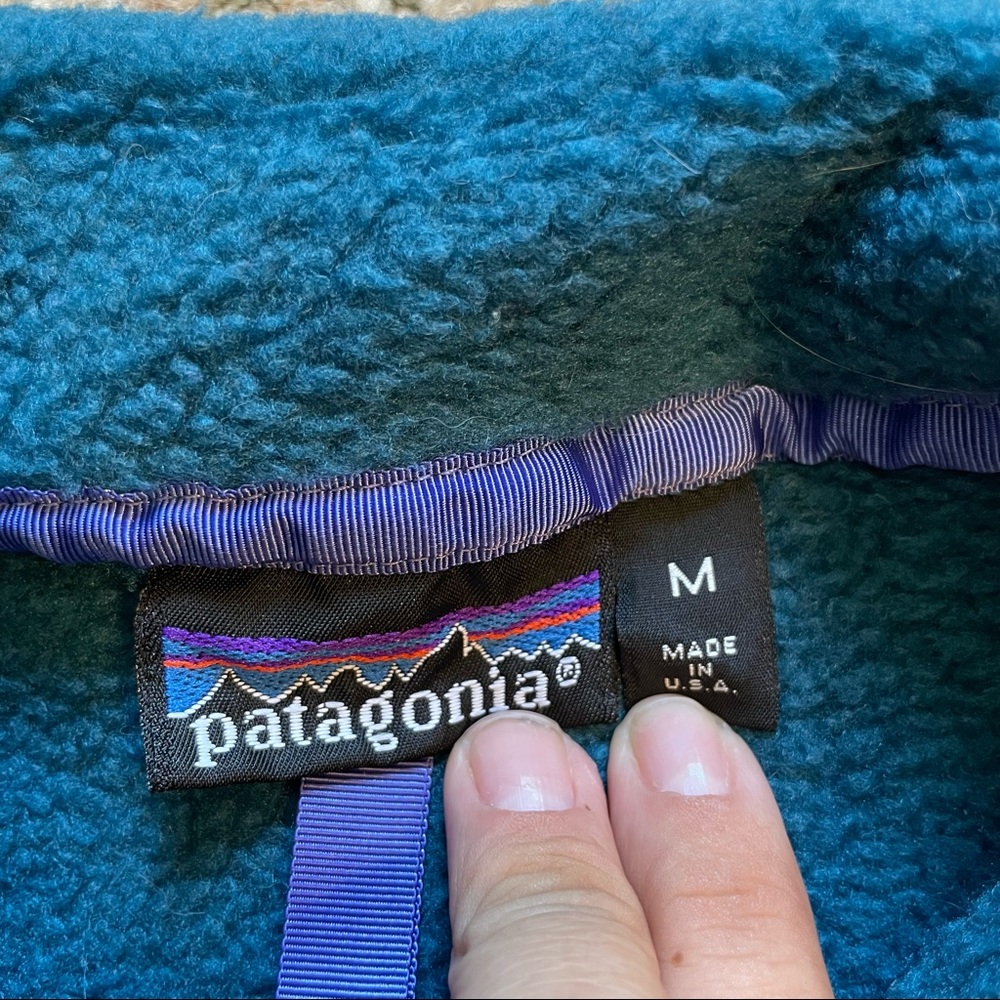 Patagonia Womens Synchilla Snap Fleece Pullover Medium Turquoise & Pink USA Made - Picture 3 of 4